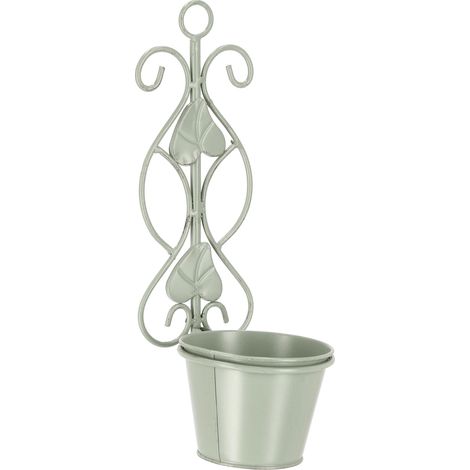 Portafiore parete harriet to salvia S-L e due posti in acciaio verniciato in grigio -un posto l