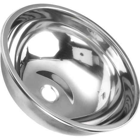 Évier rond Ø 360 mm en acier inoxydable brossé pour cuisine, avec tapis insonorisant, idéal pour camping-car (1/5)