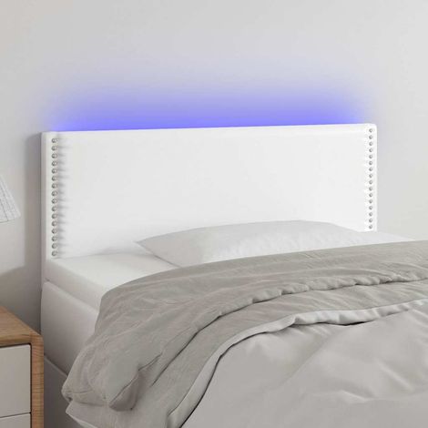 vidaXL Cabecero con LED cuero sintético blanco 100x5x78/88 cm (1/5)