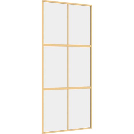 Maison Exclusive - Porta Scorrevole Dorata 90x205 Vetro Trasparente ESG Alluminio