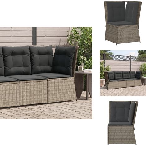Canapé d'angle de jardin avec coussins gris résine tressée - Canapé De Jardin - Canapés De Jardin - Canapé D'angle De Jardin - Canapé D'angle Extérieur (1/5)
