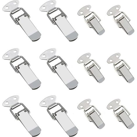 12 Pieces Tension Lock Stainless Steel Box Lock Lever Lock with High Tightness for Toolbox Drawer Chest Safe(2 Sizes)