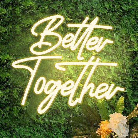 1 Panneau néon LED,Better Together,blanc chaud,dimuable,USB 5V,décoration mariage fête