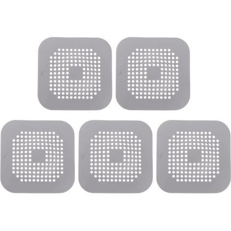 Lot de 5 filtres à cheveux pour lavabo, couvercle à ventouses pour bonde de sol de salle de bain (1/5)