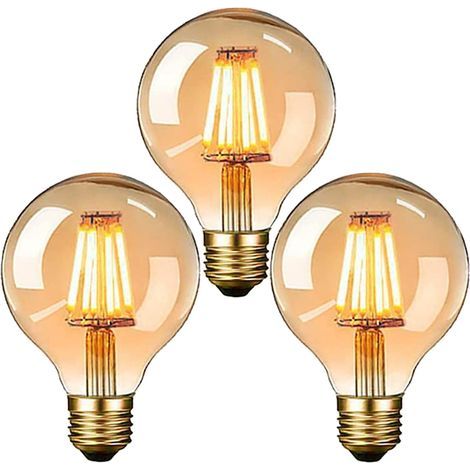 Ampoule Edison Vintage, Ampoule LED Vintage E27 G80 6W Blanc Chaud Filament Antique LED, Idéal pour l'éclairage nostalgique et rétro de la maison Café Bar, Lot de 3