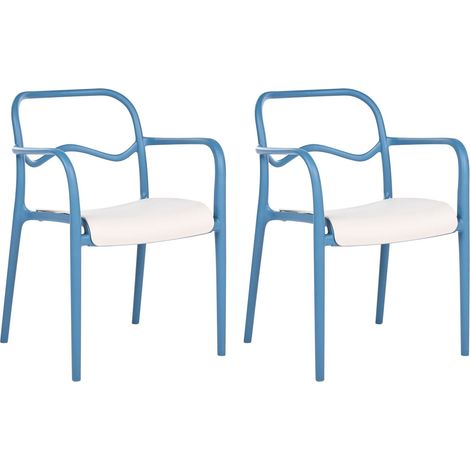 Set di 2 sedie da giardino impilabili in plastica per tutte le stagioni blu e beige Thasos (1/5)