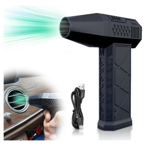 Souffleur d'air électrique, 130000RPM Souffleur d'air comprimé Turbo ventilateur à vitesse réglable Batterie rechargeable 3000mAh(noir)