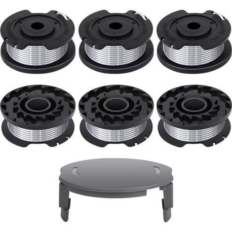 6 bobines pour coupe-bordures Bosch - Compatibles F016800569 et F016800385 - Diamètre 1,65 mm, longueur 4,9 m - Capuchon F016F04557 inclus.