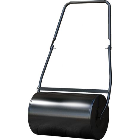 Rouleau à gazon, rouleau de jardin, remplissable avec 38 L d'eau ou de sable, 60 x 32 x 105 cm, noir