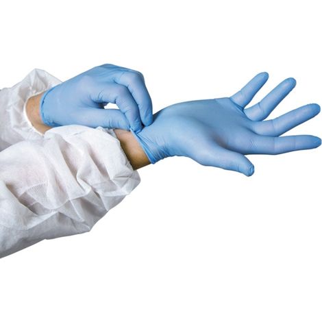 Boîte de 100 gants jetables nitrile poudrés bleu GAN327528 (1/2)