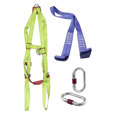 Kit imbracatura anticaduta + 2 moschettoni + corda da 1,5 m (1/5)