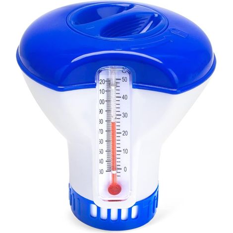 Distributeur de Chlore Flottant, Doseur de Chlore Automatique, Doseur Flottant Spa, Diffuseur de Chlore, Distributeur de Produits Chimiques pour Piscine (avec thermomètre) (1/5)