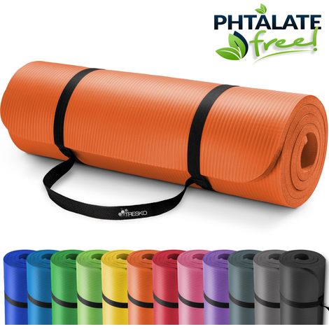 TRESKO Esterilla de fitness 185 x 60 cm y 190 x 100 cm para gimnasia, yoga, pilates y cualquier tipo de entrenamiento Suave y cómoda Espuma NBR (Naranja, 190 x 100 x 1,5 cm)