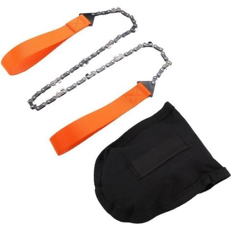 Scie à chaîne manuelle d\'urgence pour poche de survie en plein air Kit de randonnée camping noir HB039 -GRO (1/4)