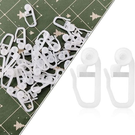 Rail de rideau droit en PVC avec roulettes, roulement à billes silencieux, guide carré, accessoires pour rideaux (10 pièces)