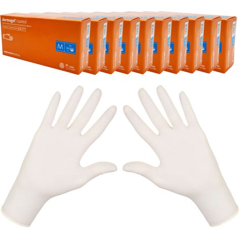 Gants en latex M Mercator Dermagel Coated, boîte de 100 gants, paquet de 10. (1/5)