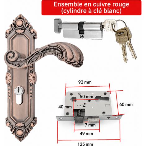 Serrure à poignée intérieure modèle 712 bronze rouge patiné réf 9205 700 g – Livraison gratuite