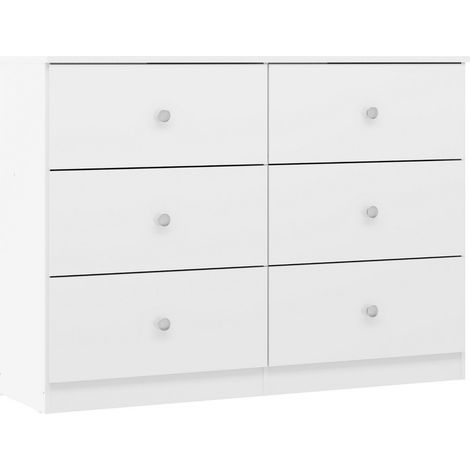 Denver 6 Drawer Chest of Drawers - L36 x W80 x H110 cm - White Gloss