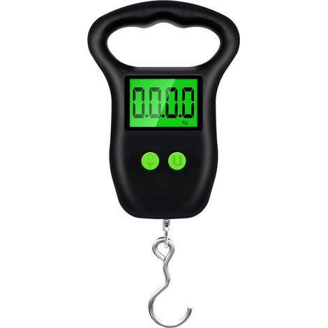 Balance de main numérique portable de 50 Kg avec crochet pour la pêche et ruban à mesurer, écran LCD rétroéclairé, précision de 10 g, petit crochet (1/5)