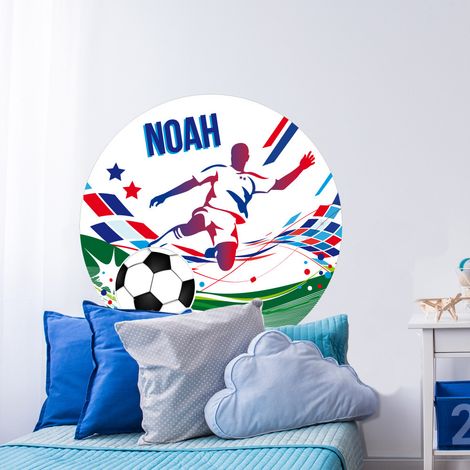Sticker Tête de Lit Football Personnalisable – Adhésif Chambre Enfant – Décoration Murale avec Prénom