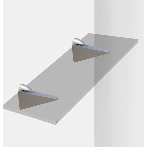 Emuca – Supports pour étagères en bois ou verre – Fixation sans pré-perçage – Pour panneaux de 8 à 40 mm d’épaisseur – Plastique et zamak gris métallisé