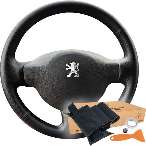 Couvre volant pour Peugeot Expert, Partner, 207 – Motif perforé pour confort – Cuir écologique semi-mat – Installation facile sans démontage
