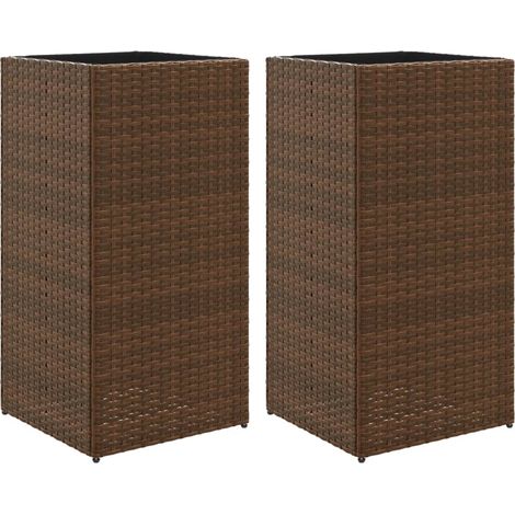 Fioriera rialzata per aiuole fioriere giardino terrazze set da 2 40 x 40 x 80 cm marrone resina intrecciata 020038967