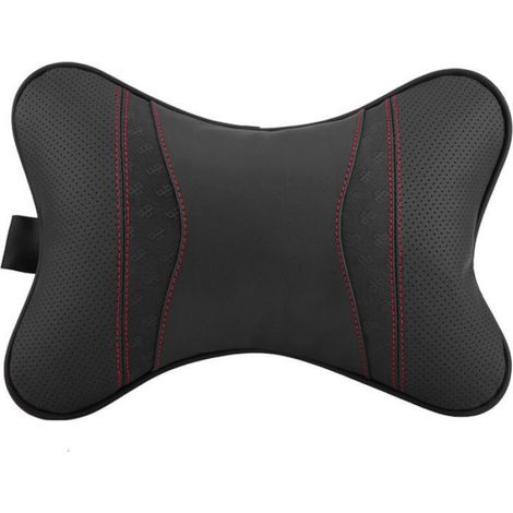 Oreiller Cervical - Appui-Tete Voiture En Cuir Vrai - Pour Siege Auto Bureau Maison - 20x28x12 Cm - 1 Piece (1/4)