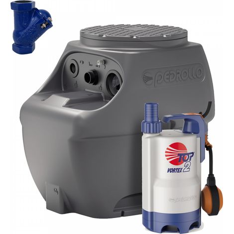Station De Relevage Eaux Usées 250l Pedrollo Sar250 Top2 Vortex 6m³/h + Clapet Anti-retour (1/4)