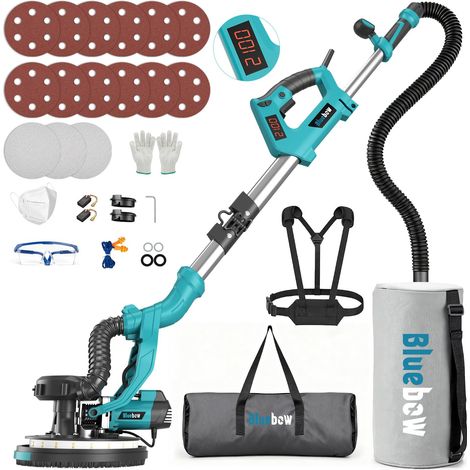 Ponceuse Girafe Aspirante 1000W, avec Éclairage LED, 6 Vitesses Variables 800-2200 RPM, 15 Disques de Ponçage, Poignée Pliable et Extensible, pour Mur et Plafond (1/5)