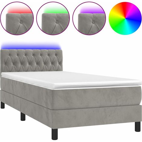Maison Exclusive - Boxspringbett mit Matratze & LED Hellgrau 100x (1/5)