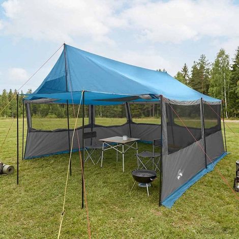 vidaXL Family Tent Blue 450 x 400 x 265 cm Polyester and Steel (1/5)