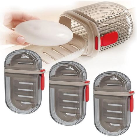 3 tragbare, multifunktionale Reise-Seifendosen aus Kunststoff mit Abtropfdeckel, geeignet für Dusche und Camping.