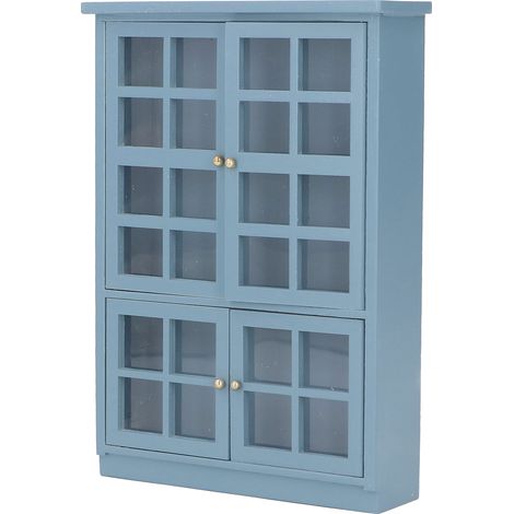 Meuble de maison de poupée à l'échelle 1:12, armoire, bibliothèque miniature en bois bleu foncé pour maison de poupée (1/5)