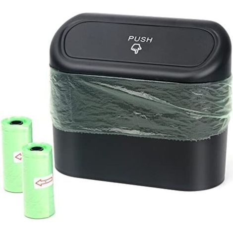 Small car trash can with lid, waterproof, portable hanging storage box, for the office (Black - 1 piece)