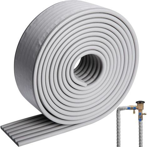 Grey foam insulating tape for hot and cold water pipes, for indoor and outdoor use, protects against winter frost, reduces heat loss (1/4)
