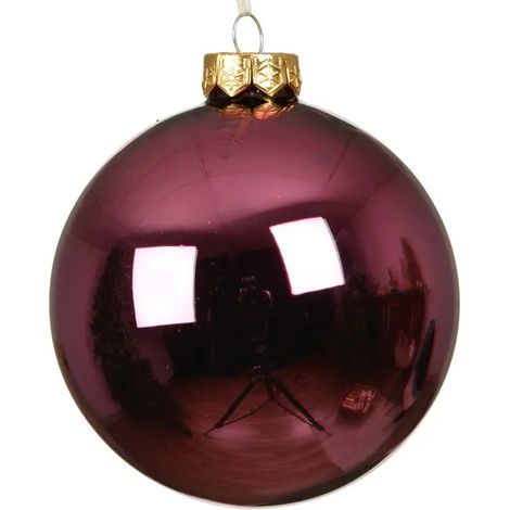Dunkelrosa Weihnachtskugel aus Glas Ø10 cm