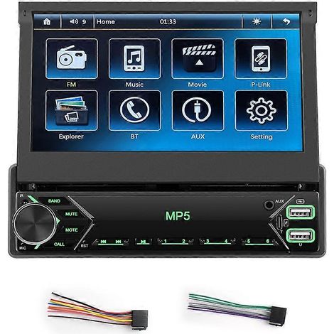 Autoradio 1 DIN avec écran tactile 7 pouces rabattable, ports USB et AUX. (1/5)