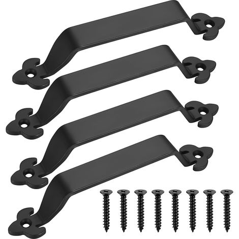 4 Pcs Poignée de Porte de Grange Coulissante Noire, Poignées de Portes Coulissante, Poignées Traction de Porte, Poignee de Porte pour Portails Extérieur Intérieur Garage Armoire Meubles, 21,5 cm (1/5)