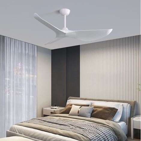 Ventilador de techo de 52" (132 cm) - 3 aspas de ABS - Motor DC reversible de 6 velocidades - Control remoto - Para sala de estar - Blanco (1/5)