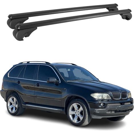 OMAC Aluminium Dachträger Querträger für BMW X5 E53 1999-2006 – TÜV / DIN 75302:2019 – Abschließbar – Max. 75 kg – 2 Stangen Schwarz (1/5)