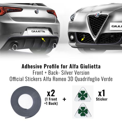 Profilo Adesivo Full + Quadrifoglio Verde 3D per Alfa Giulietta - Colore: ARGENTO