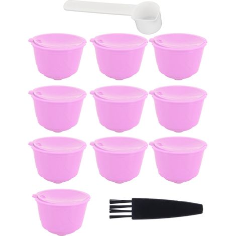 Wiederverwendbare Nachfüllkapseln für DOLCE GUSTO Kaffeemaschinen, lila wiederbefüllbarer Kaffeefilter (10er-Packung, 1 Löffel und 1 Bürste) (1/5)