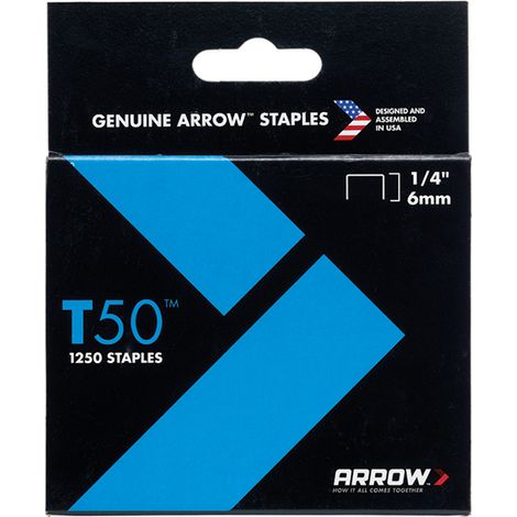 Arrow A504 T50 Staples 6mm (1/4in) (Pack 5000, 4 x 1250) ARRT5014