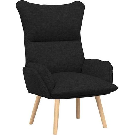 Fauteuil noir, 69 x 74 x 93 cm, tissu et contreplaqué. (1/5)