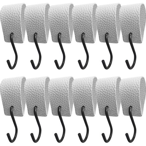 S-Haken mit Lederschlaufe – 10,5 x 2,5 cm – Kleiderhaken, Metzgerhaken, Leder