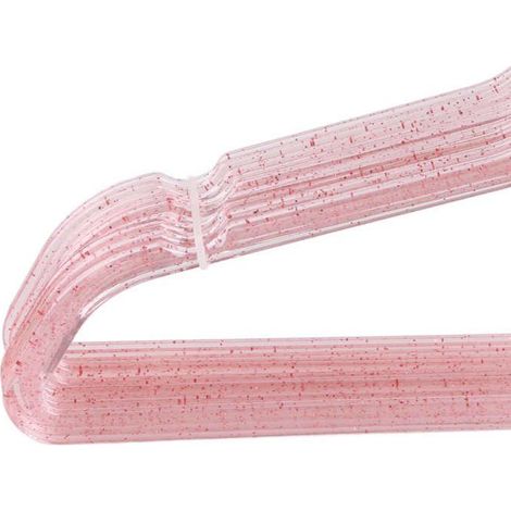 BelleRise - 10pcs cintres plastique – 40cm transparent poudre dorée – sans couture antidérapants – penderie mode femme rouge/rose (1/5)