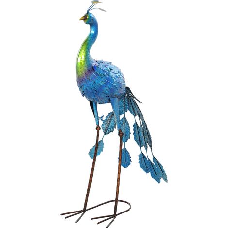 Statue de paon décorative pour jardin, usage extérieur, en métal résistant aux intempéries, 40 x 43 x 83 cm, multicolore