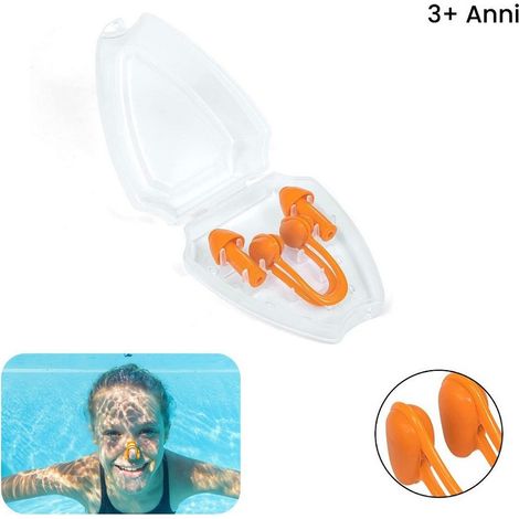 Trade Shop - SET OHRSTÖPSEL + NASENCLIPS MIT SCHWIMMETUI 2 SORTIERTE FARBEN 26032 - (1/5)