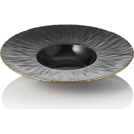 Assiette à pâtes Ø 24 cm noir bord doré MAYA KURO - Was Germany